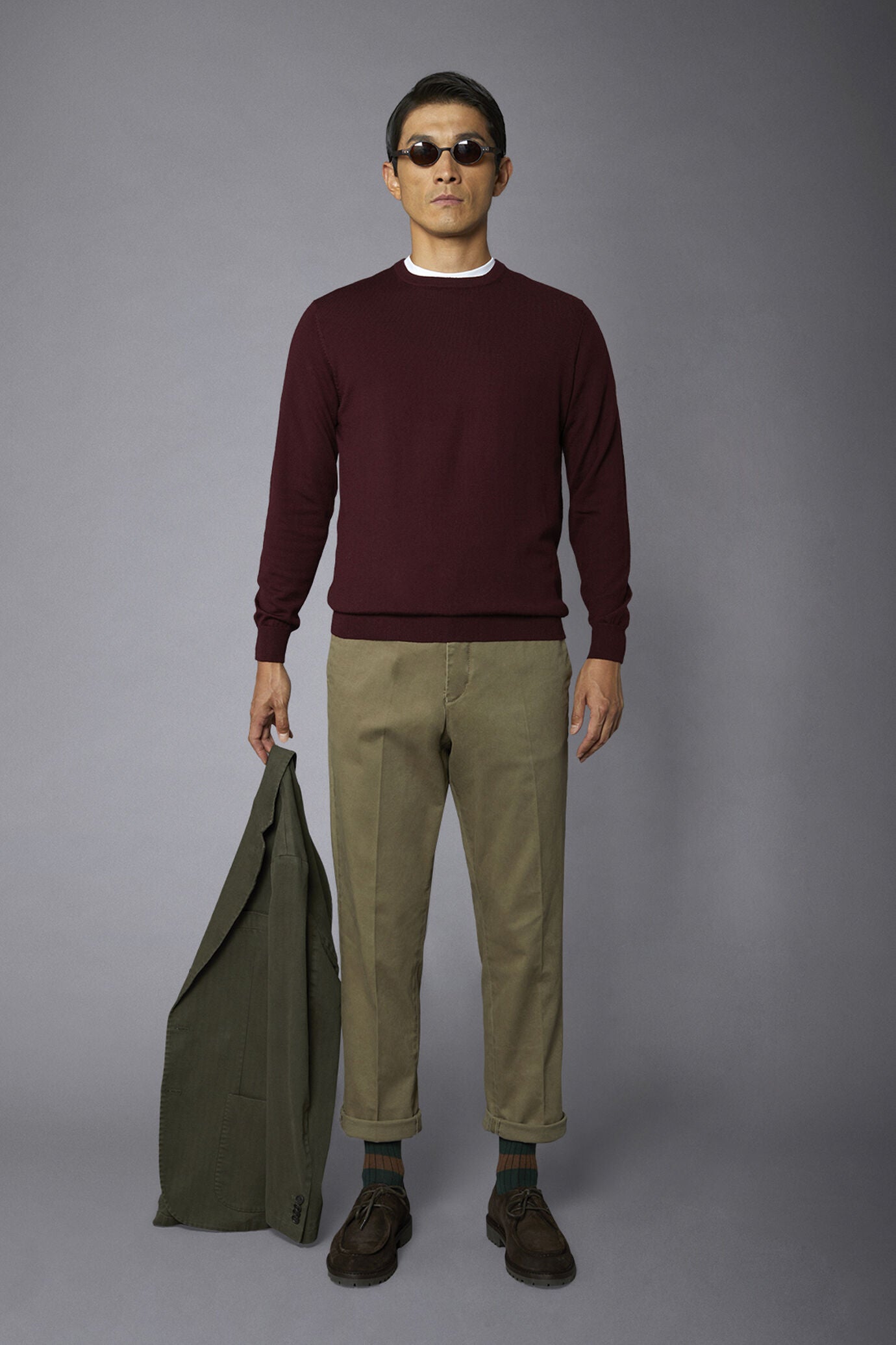Men's crew neck wool blend lambswool regular fit sweater