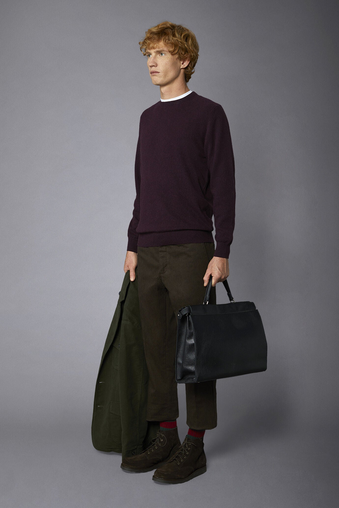 Men's crew neck wool blend lambswool regular fit sweater