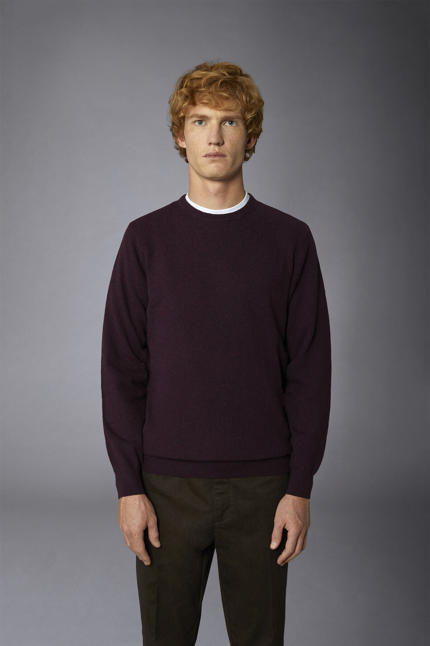 Men's crew neck wool blend lambswool regular fit sweater