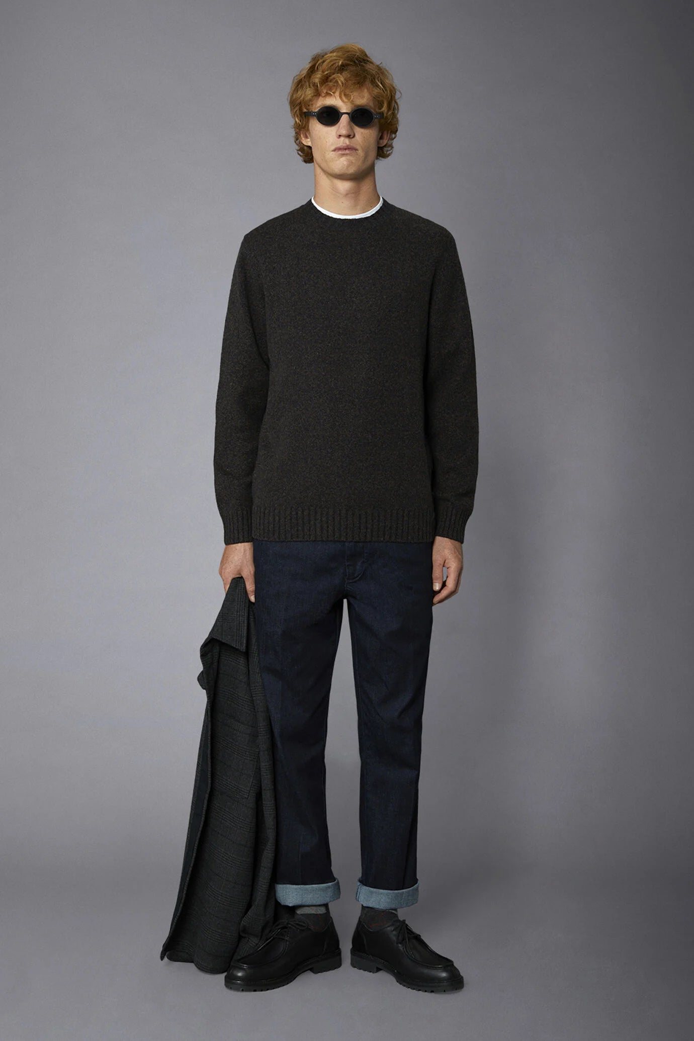 Men's crew neck wool blend lambswool regular fit sweater