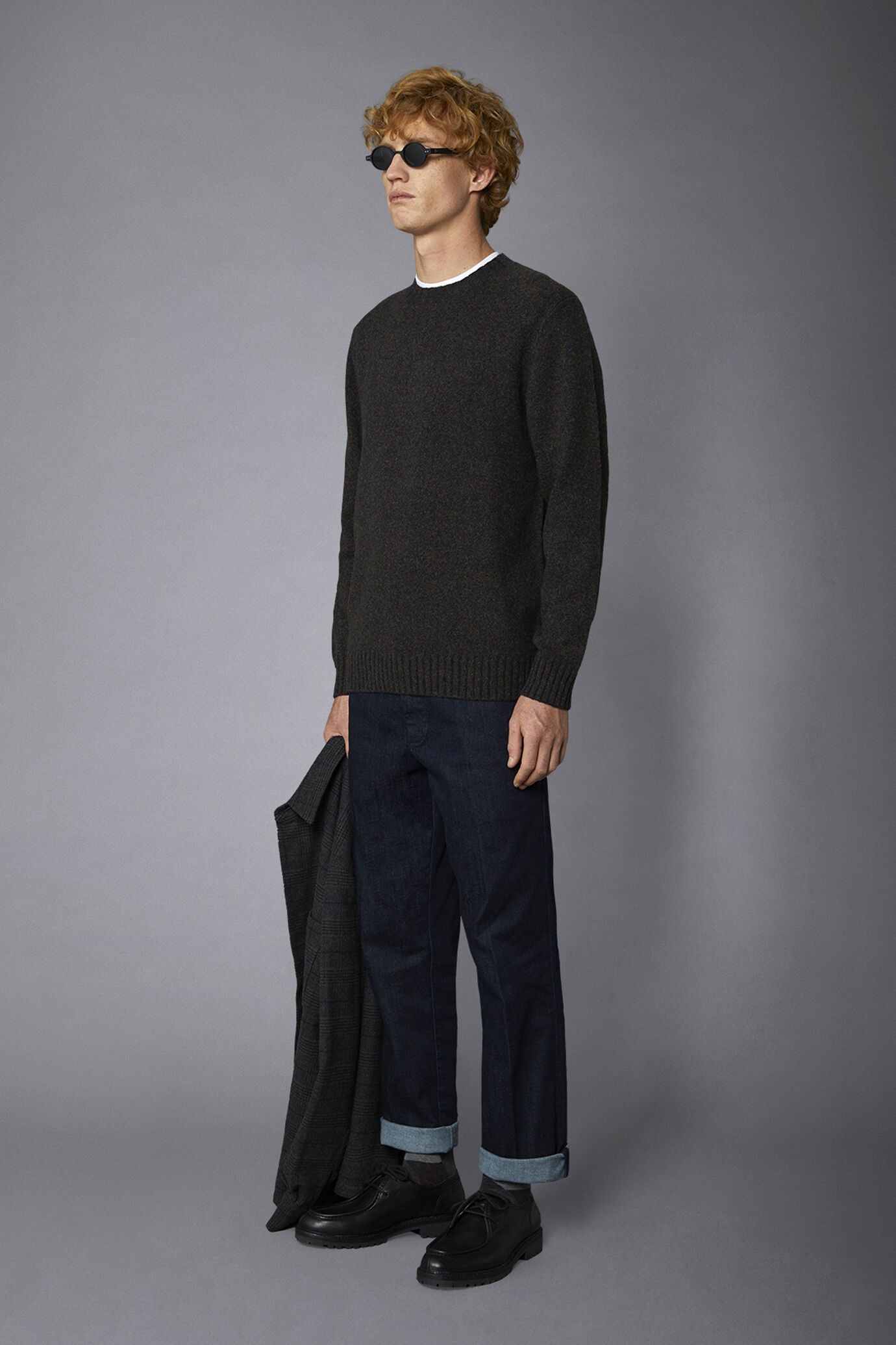 Men's crew neck wool blend lambswool regular fit sweater
