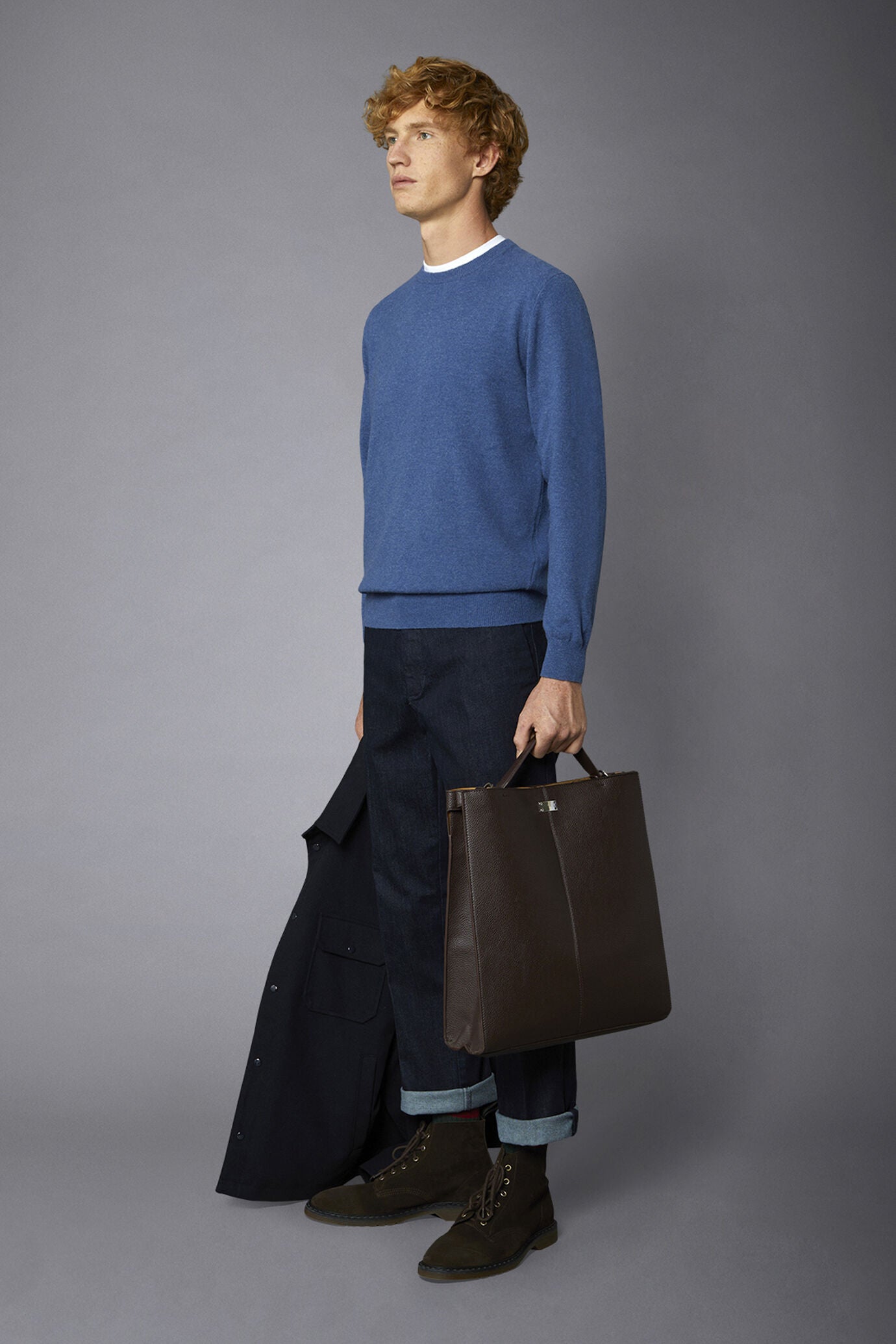 Men's crew neck wool blend lambswool regular fit sweater
