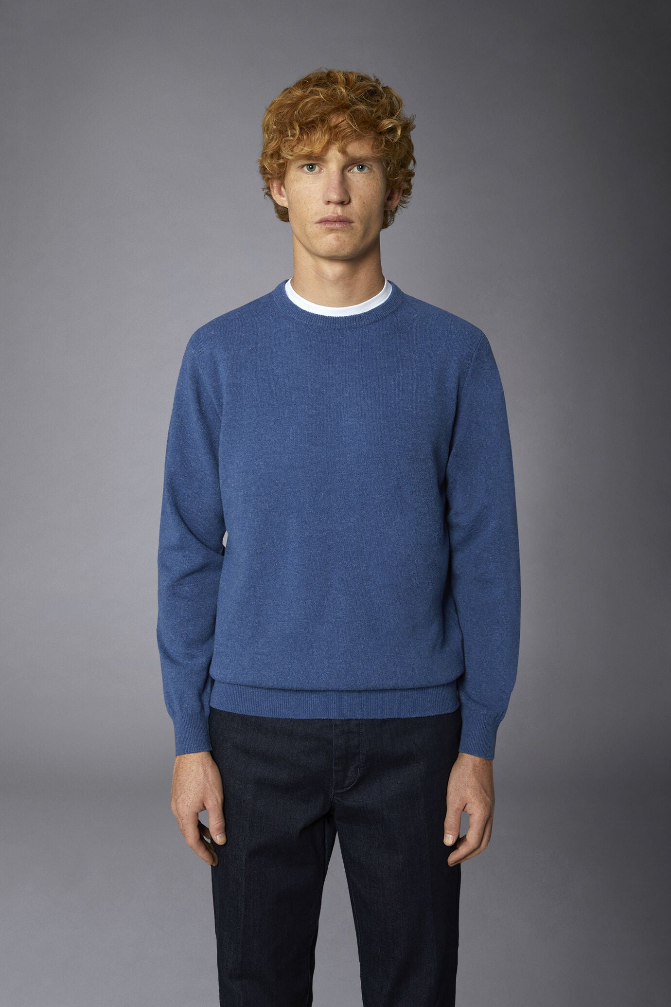 Men's crew neck wool blend lambswool regular fit sweater