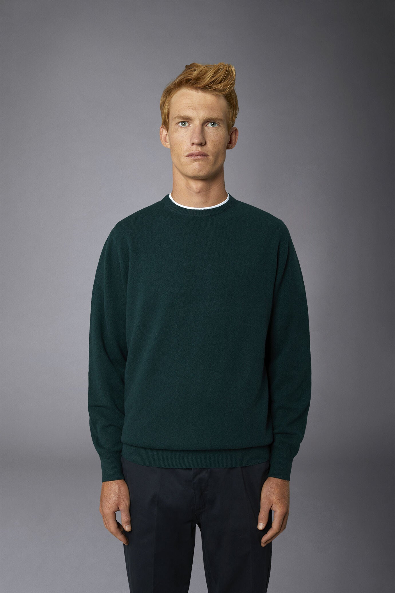 Men's crew neck wool blend lambswool regular fit sweater