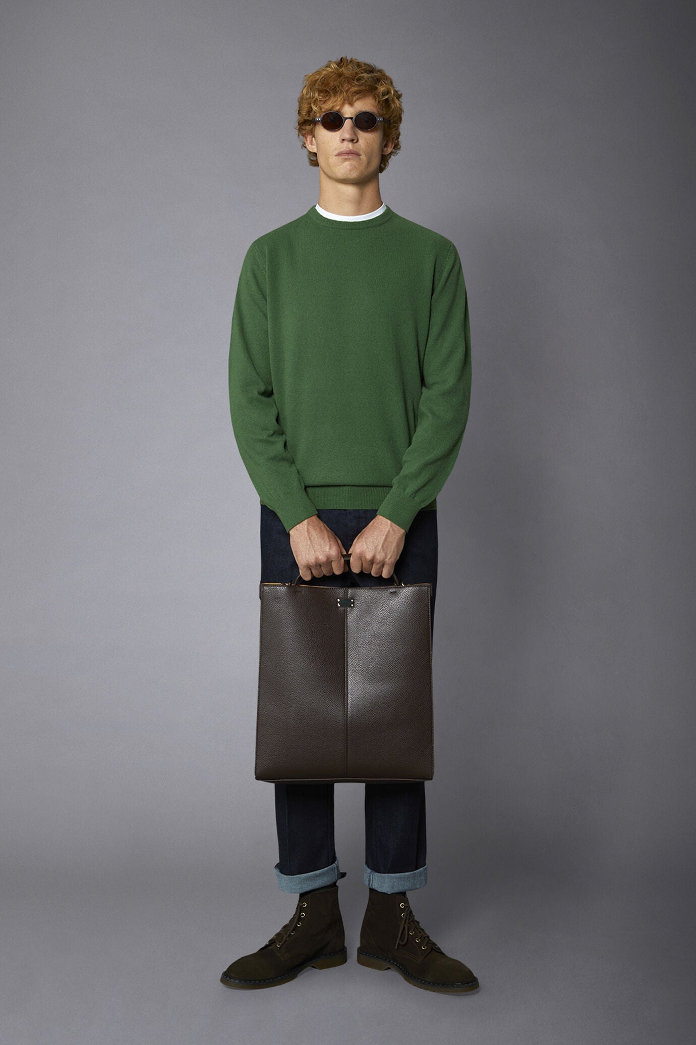 Men's crew neck wool blend lambswool regular fit sweater