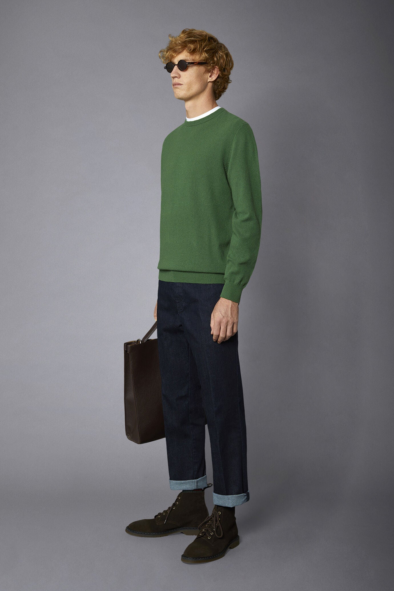 Men's crew neck wool blend lambswool regular fit sweater