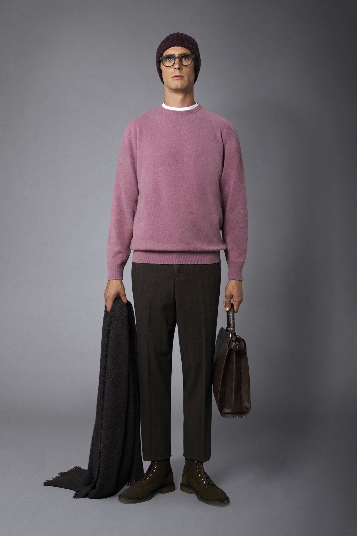 Men's crew neck wool blend lambswool regular fit sweater