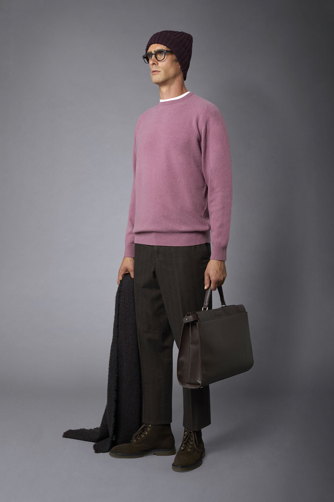Men's crew neck wool blend lambswool regular fit sweater
