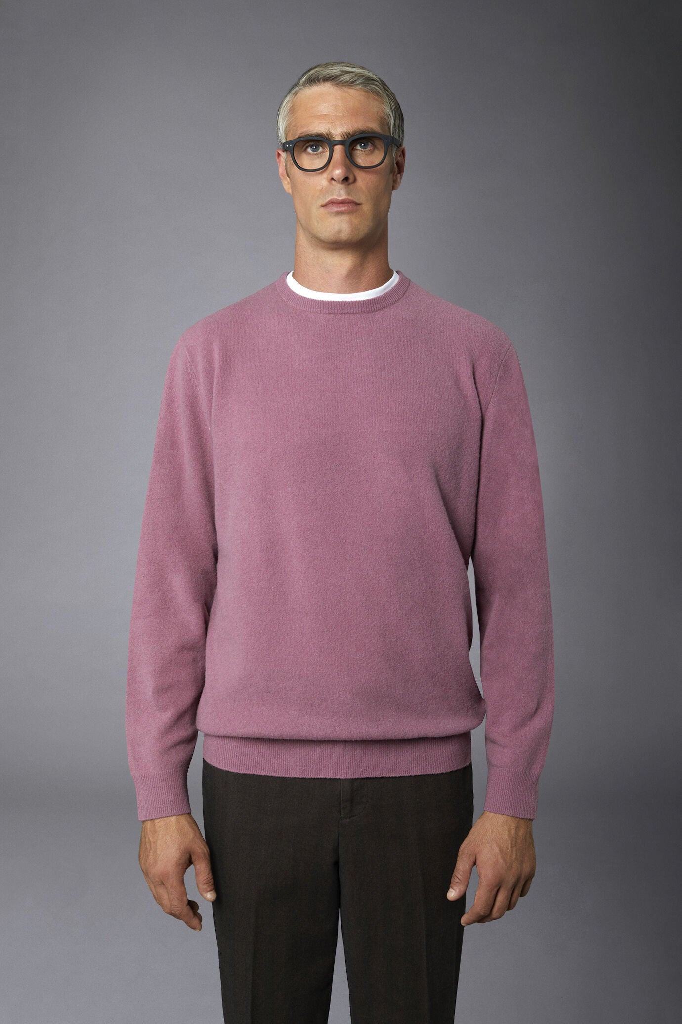 Men's crew neck wool blend lambswool regular fit sweater