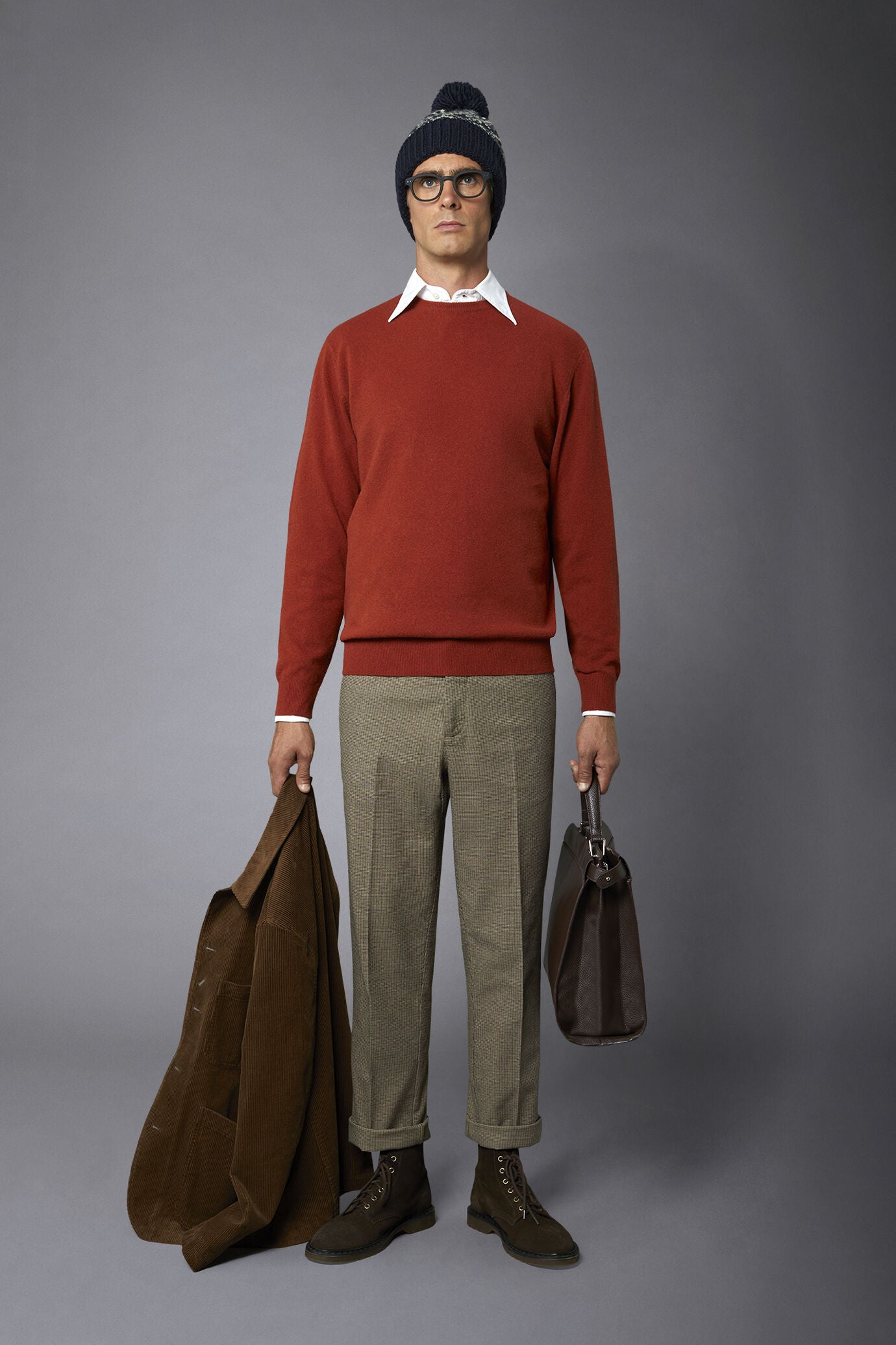 Men's crew neck wool blend lambswool regular fit sweater