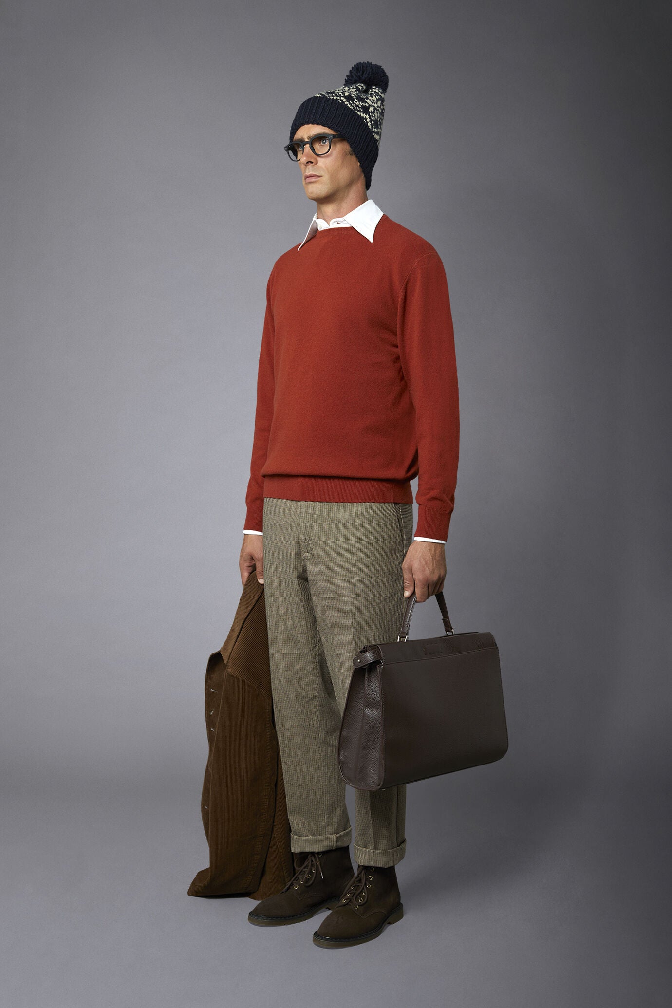 Men's crew neck wool blend lambswool regular fit sweater