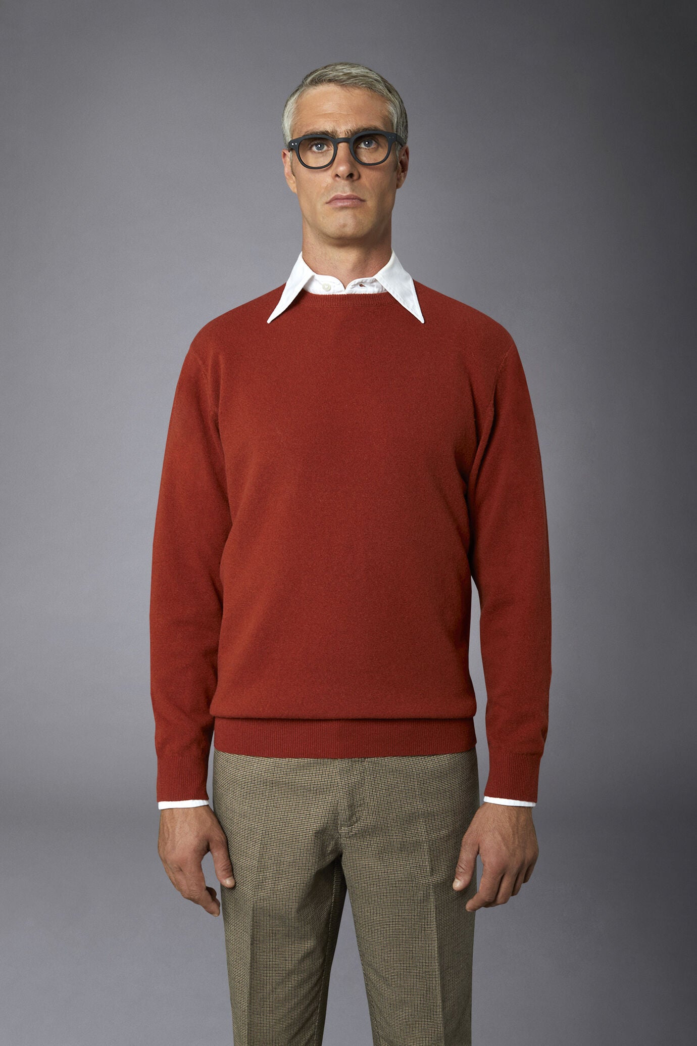 Men's crew neck wool blend lambswool regular fit sweater