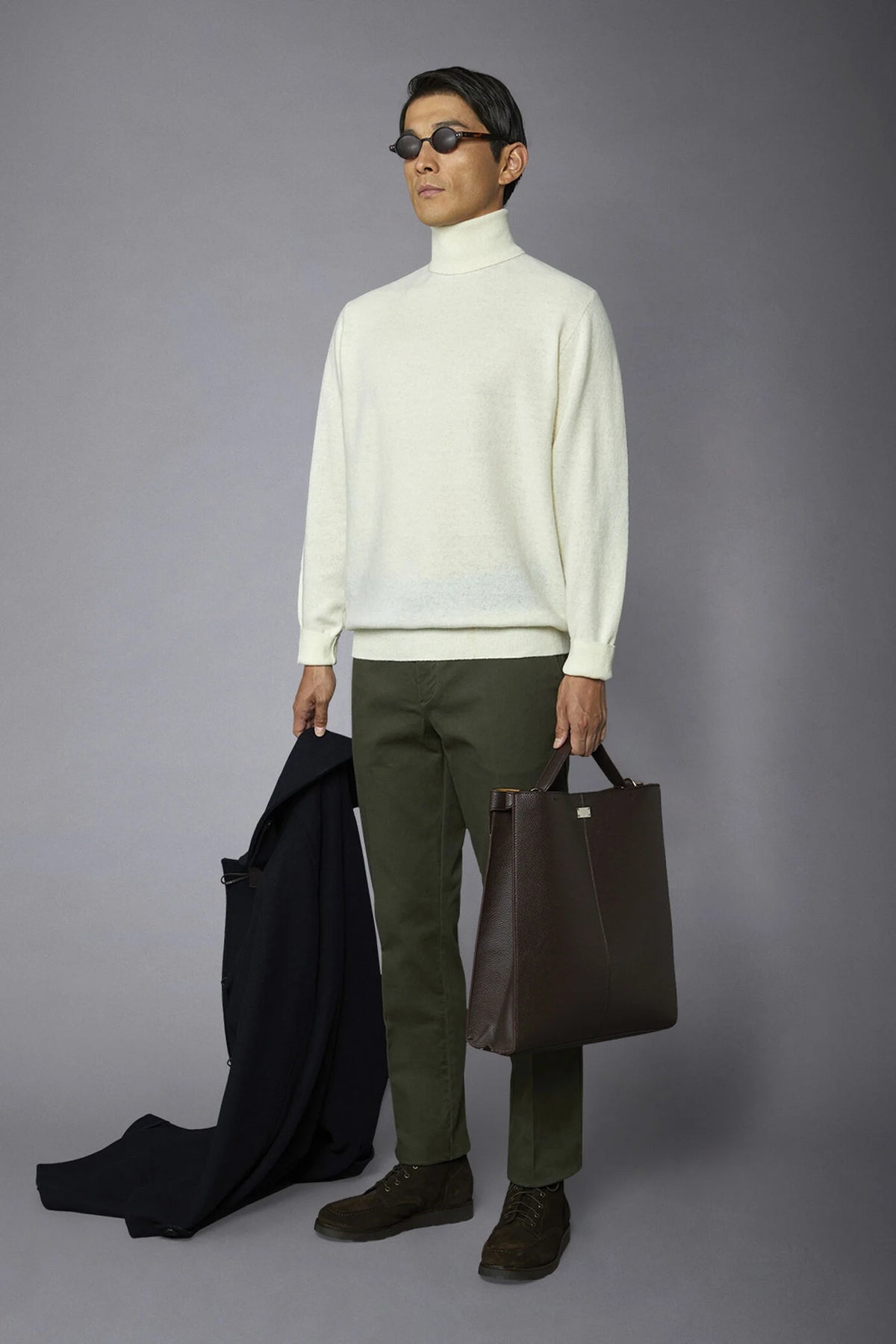 Men's turtleneck lambswool blend regular fit sweater