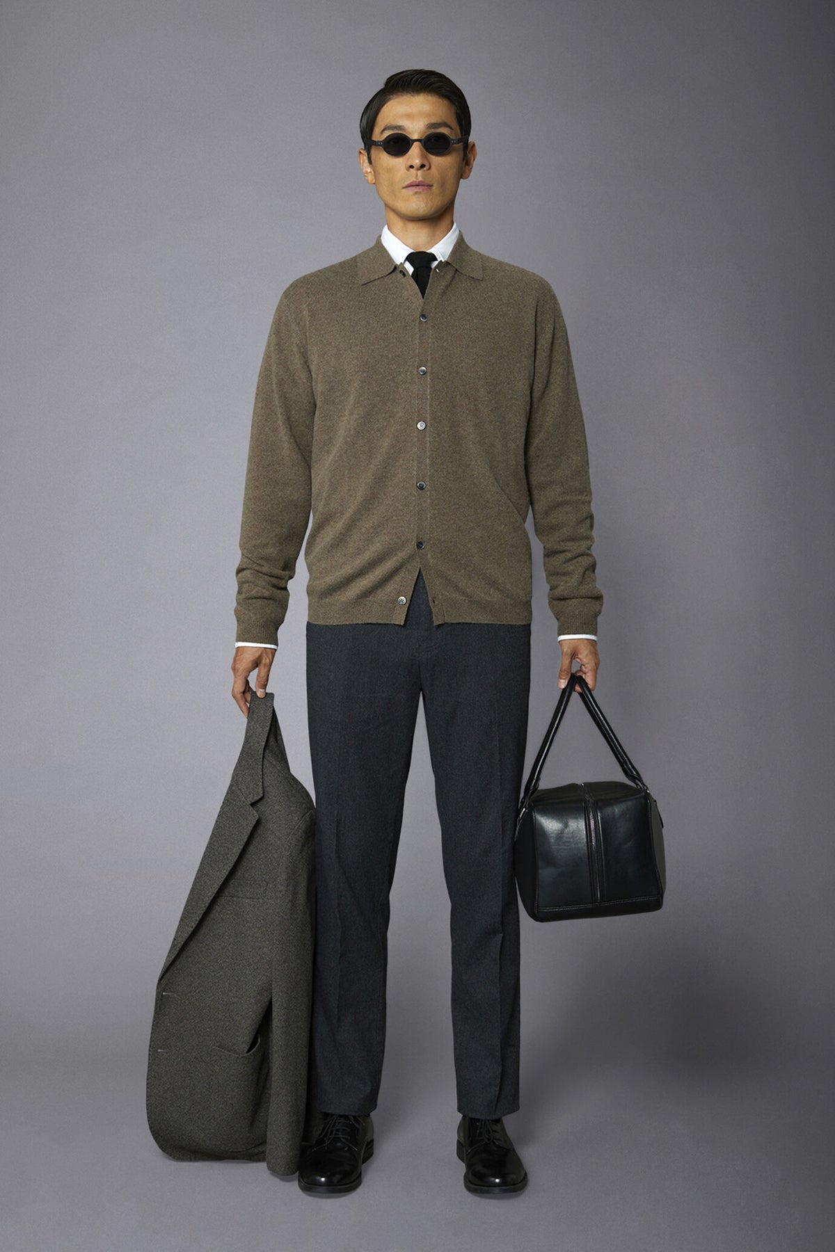 Genderless 100% cashmere regular fit polo shirt