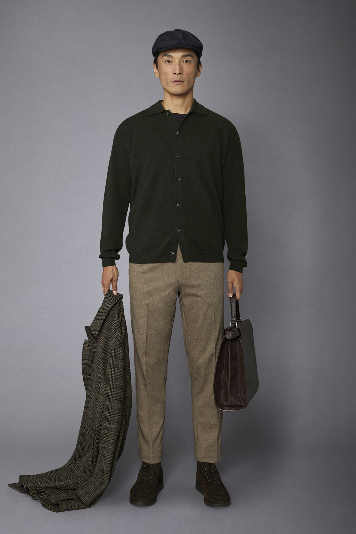Genderless 100% cashmere regular fit polo shirt