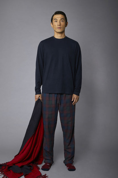 Men's tartan patterned pajamas in pure cotton