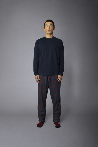 Men's tartan patterned pajamas in pure cotton