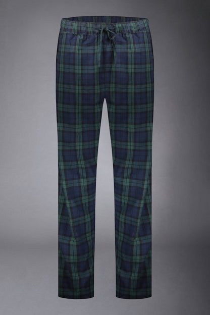 Men's tartan patterned pajamas in pure cotton