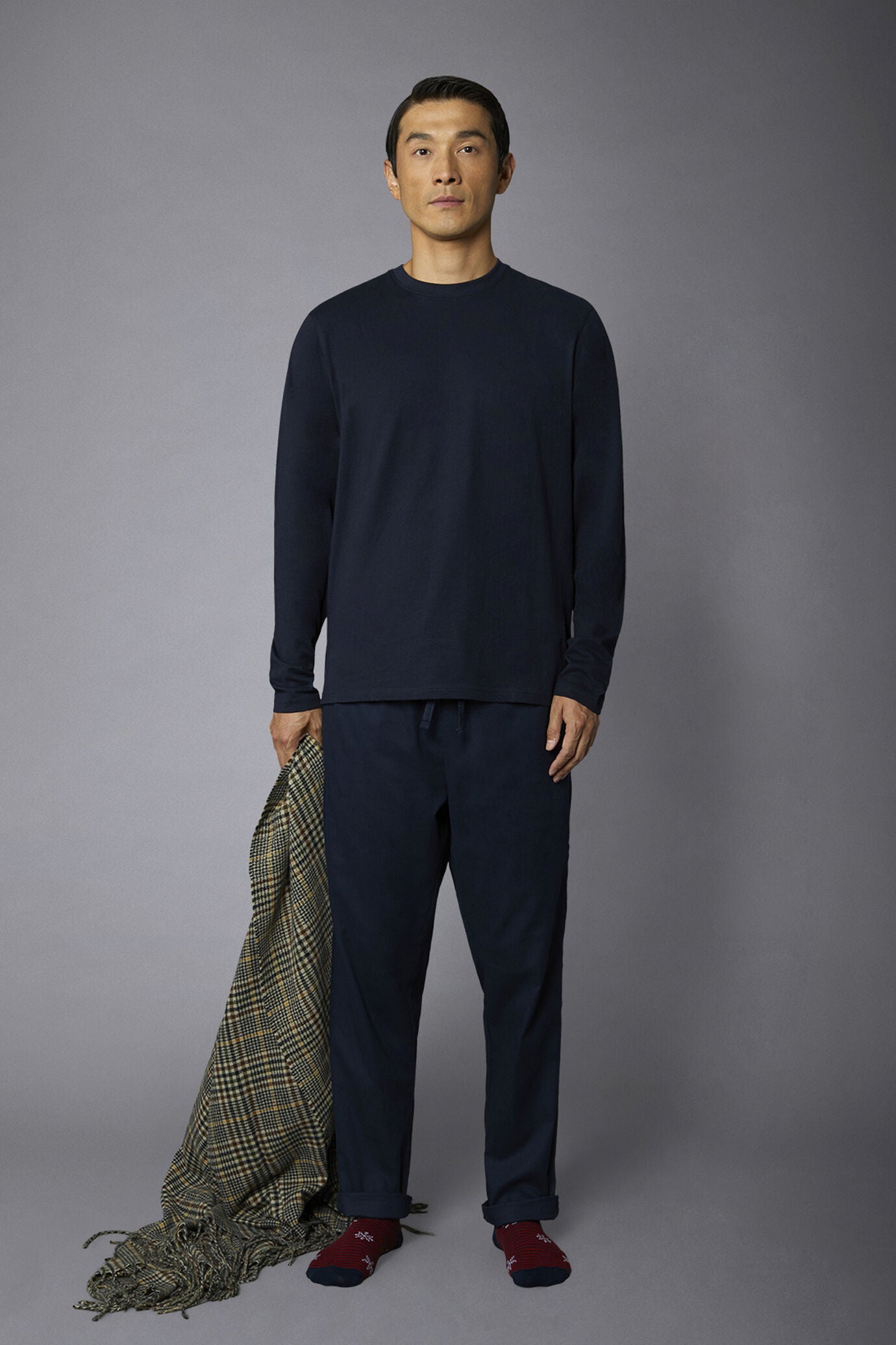 Men's solid-color pajamas in pure cotton