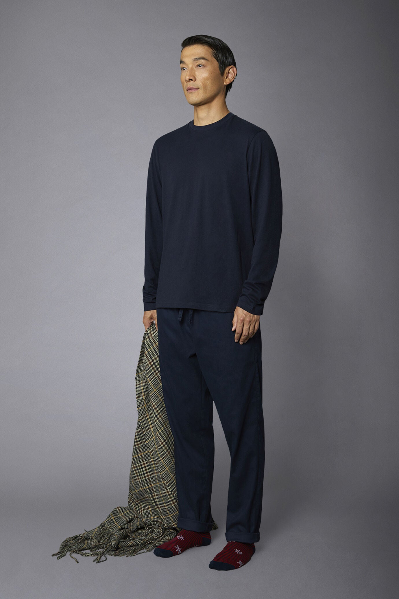 Men's solid-color pajamas in pure cotton