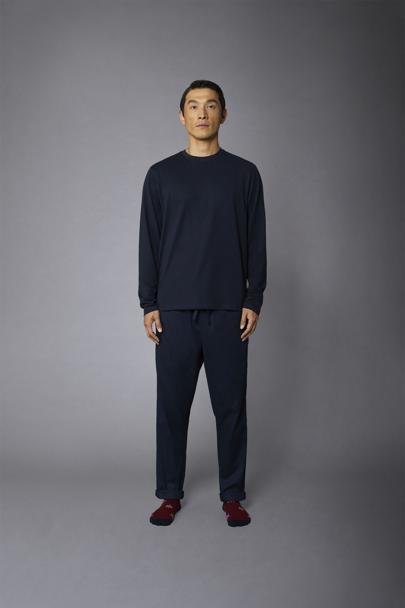 Men's solid-color pajamas in pure cotton