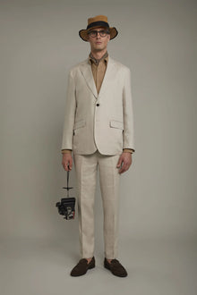 Men's single-breasted 100% linen regular fit suit