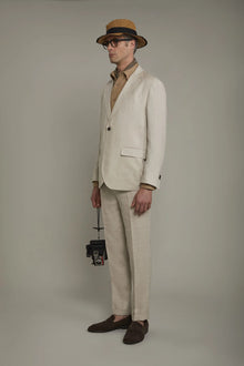 Men's single-breasted 100% linen regular fit suit