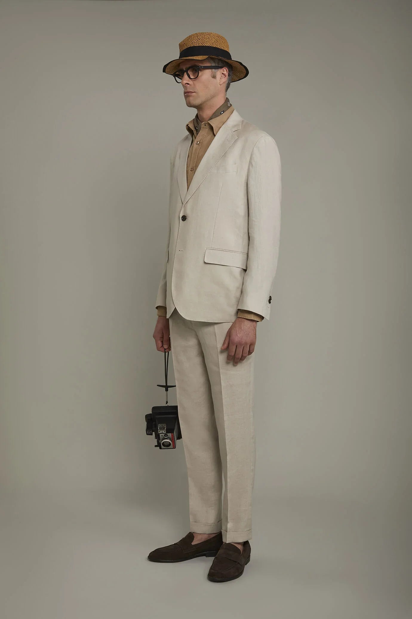 Men's single-breasted 100% linen regular fit suit