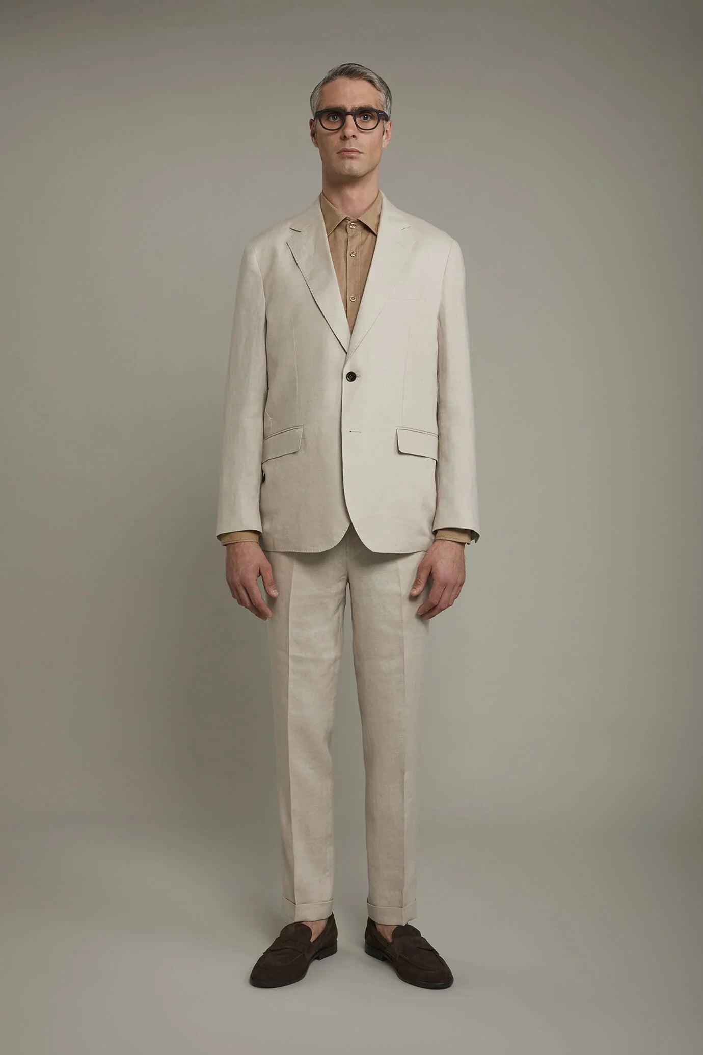 Men's single-breasted 100% linen regular fit suit