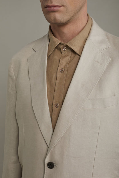 Men's single-breasted 100% linen regular fit suit