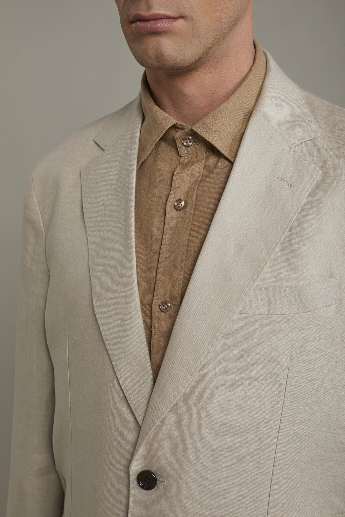 Men's single-breasted 100% linen regular fit suit