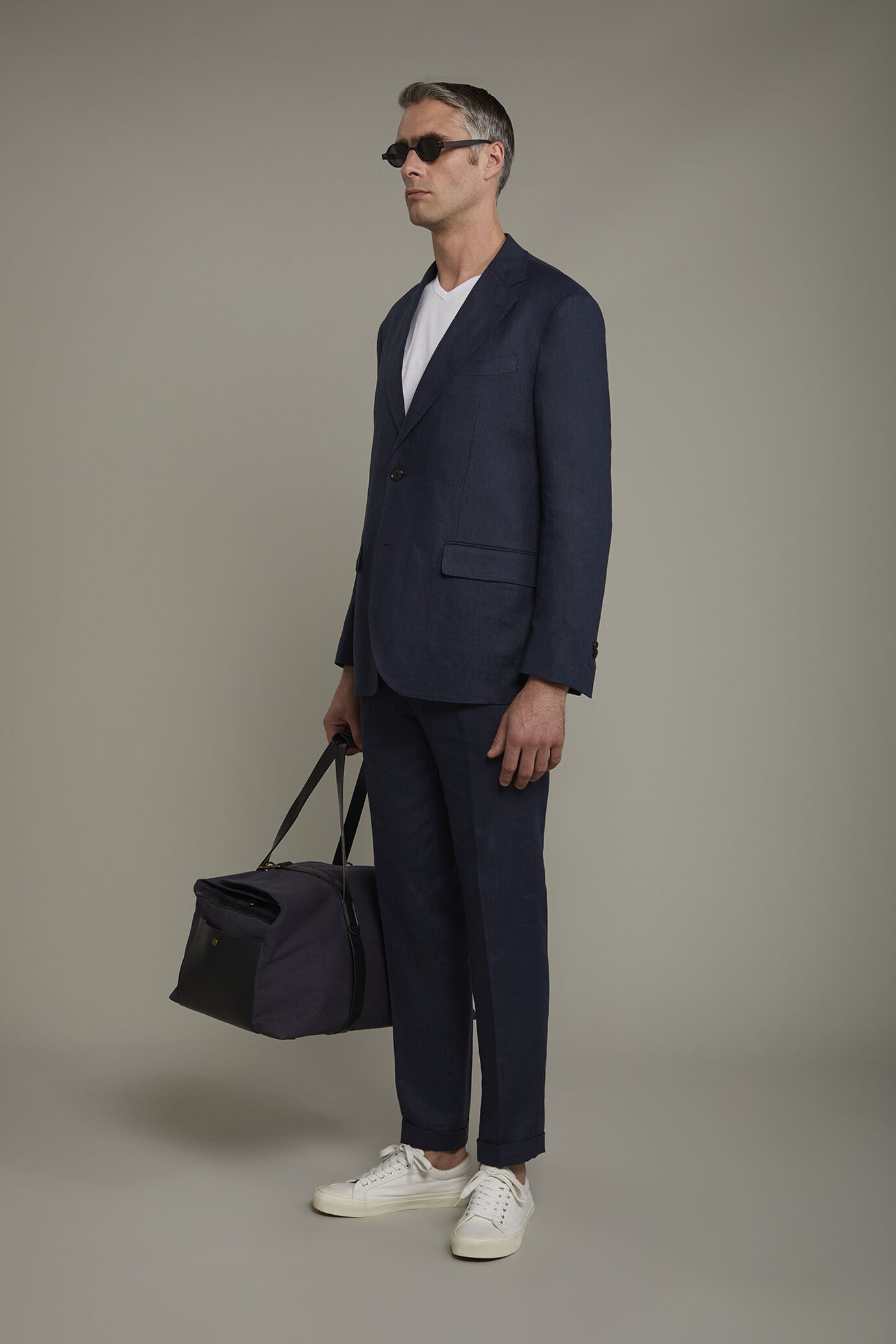 Men's single-breasted 100% linen regular fit suit