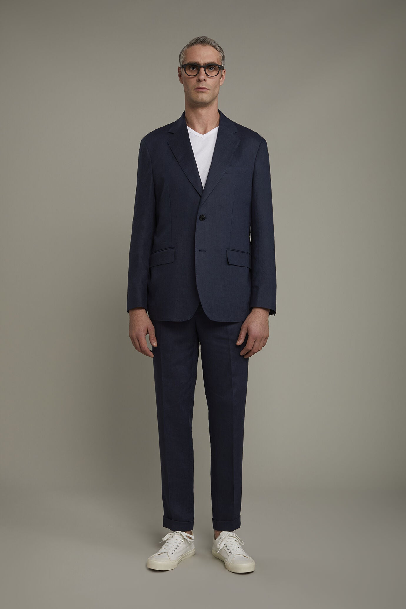 Men's single-breasted 100% linen regular fit suit