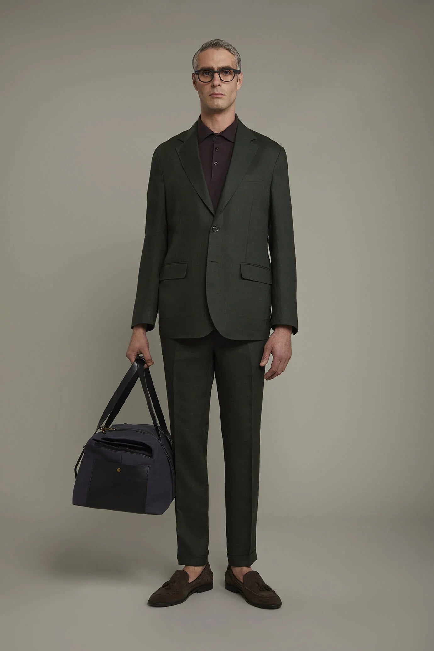 Men's single-breasted 100% linen regular fit suit