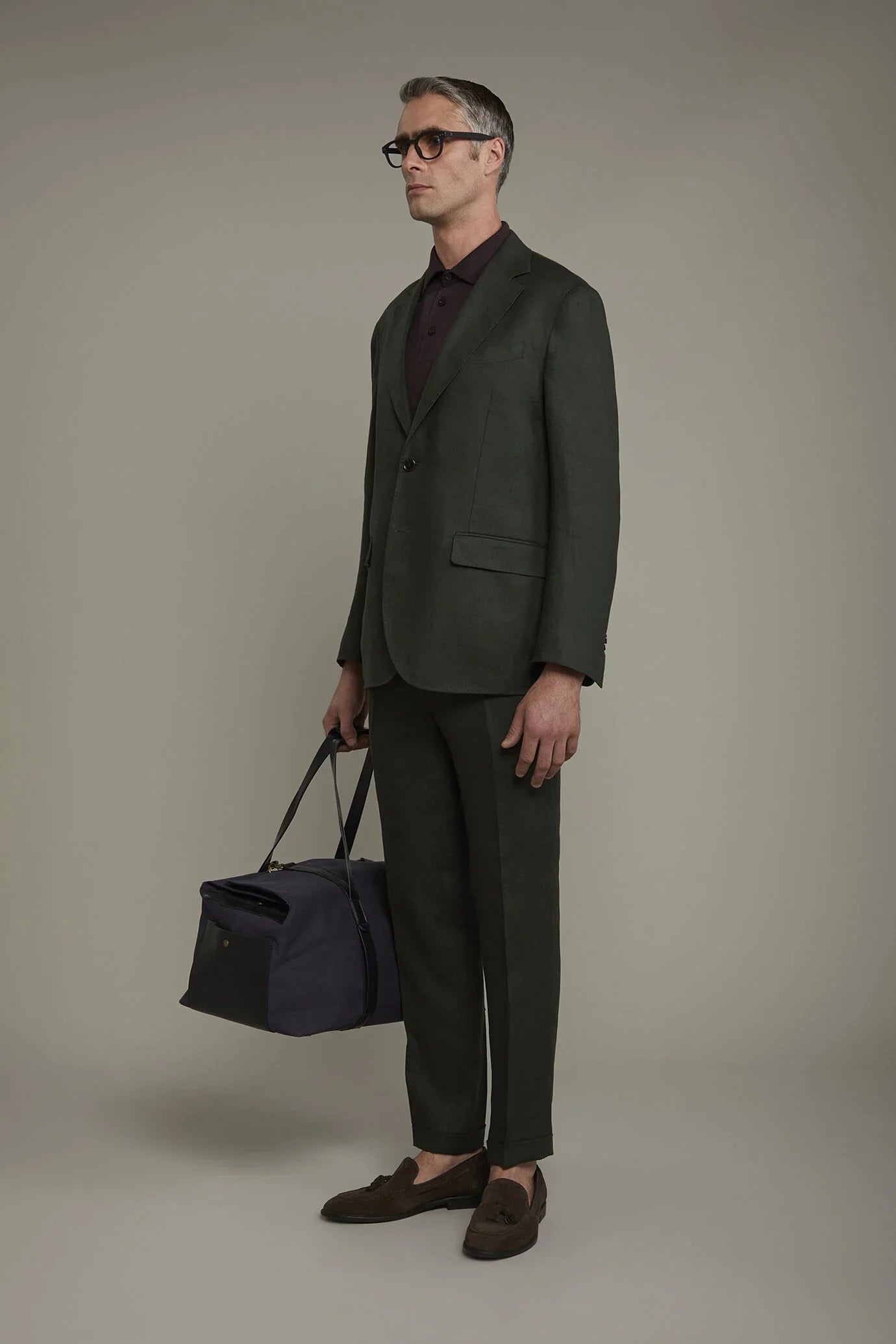 Men's single-breasted 100% linen regular fit suit