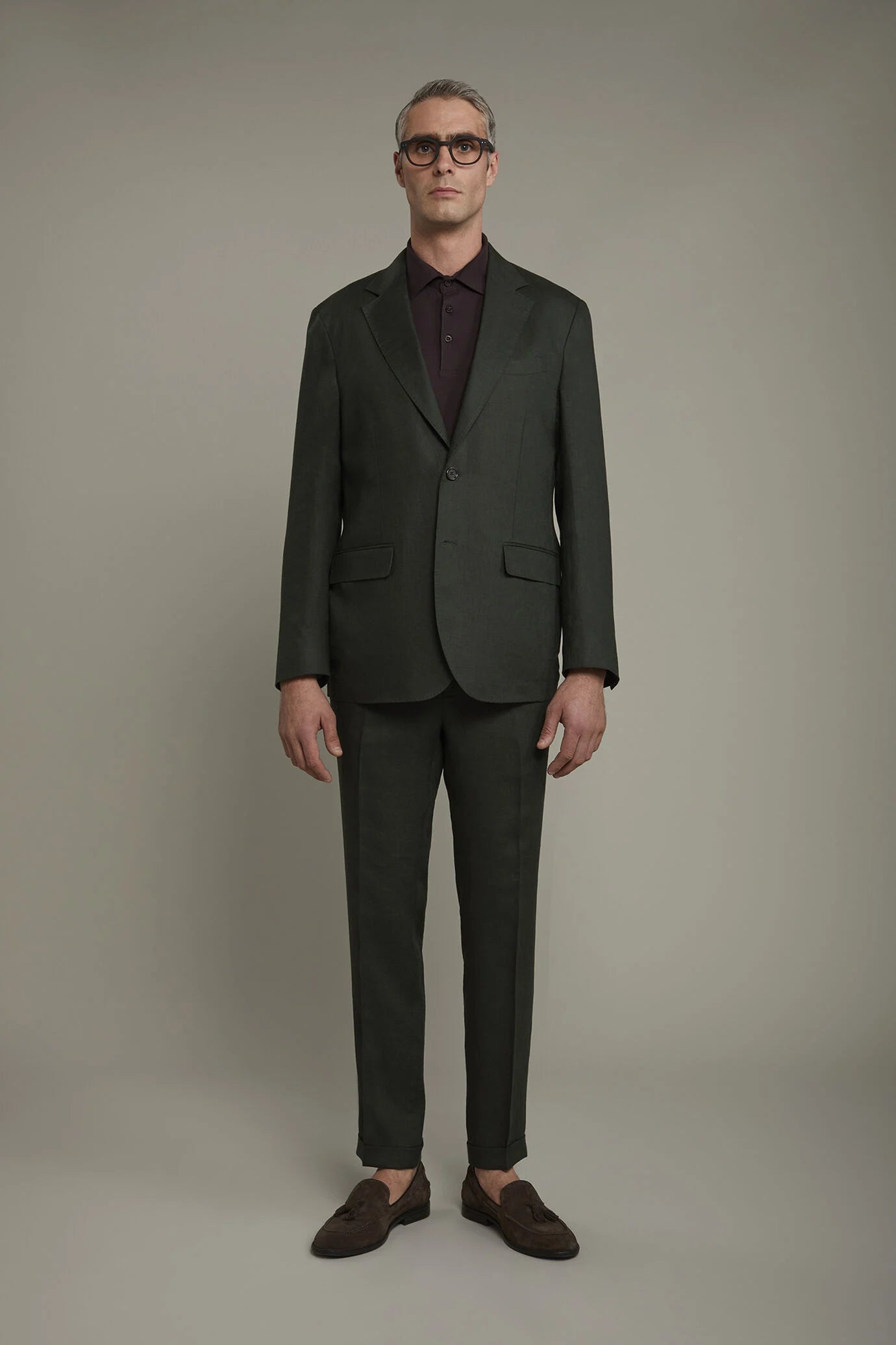 Men's single-breasted 100% linen regular fit suit