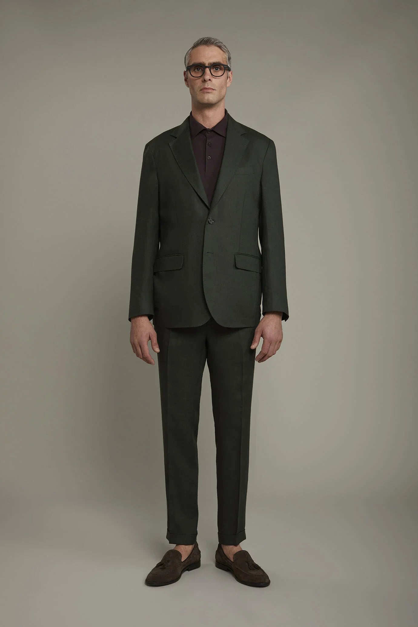 Men's single-breasted 100% linen regular fit suit