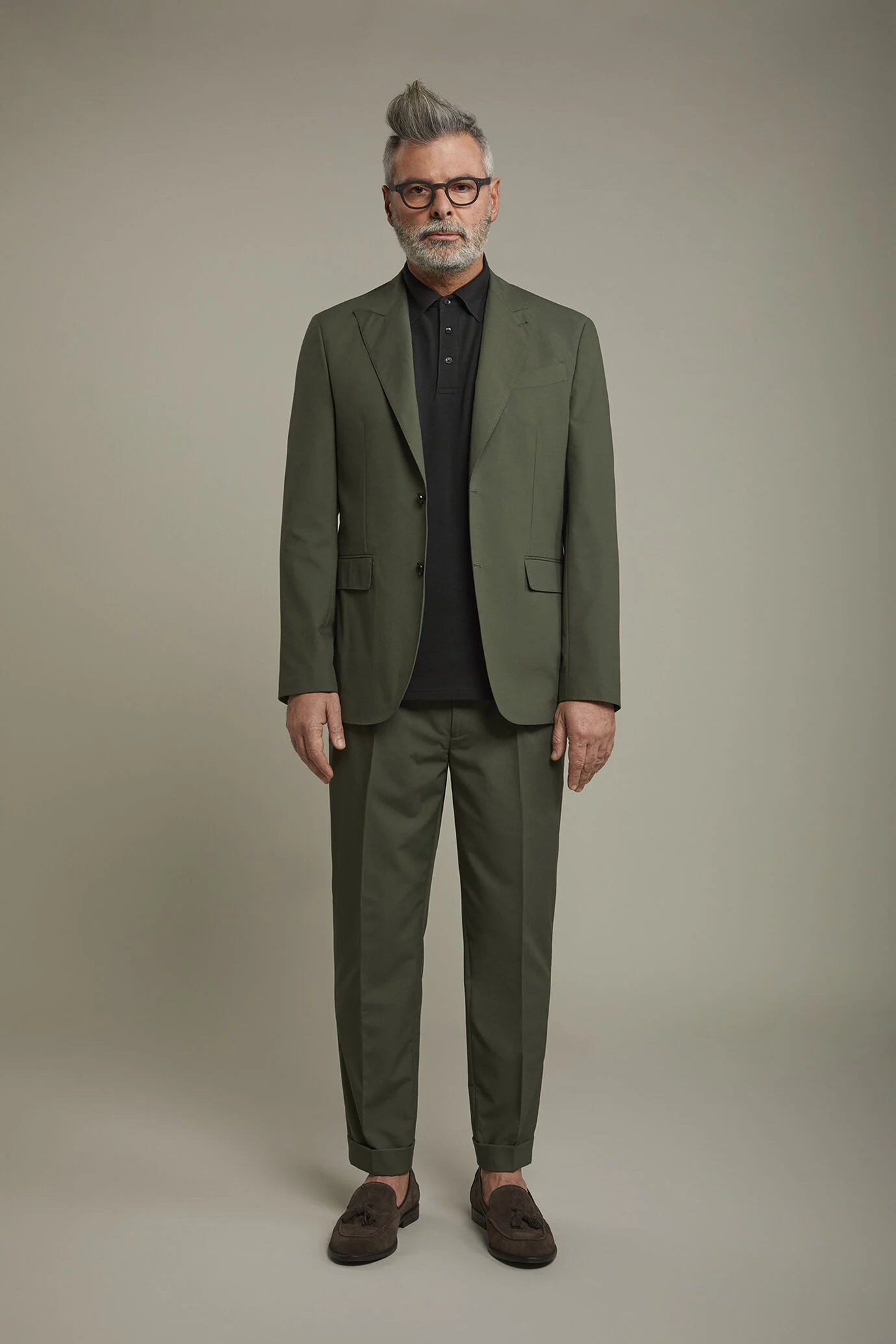 Men's single-breasted suit with peaked lapels regular fit fabric
