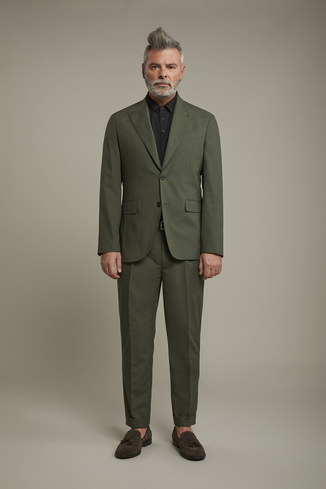 Men's single-breasted suit with peaked lapels regular fit fabric