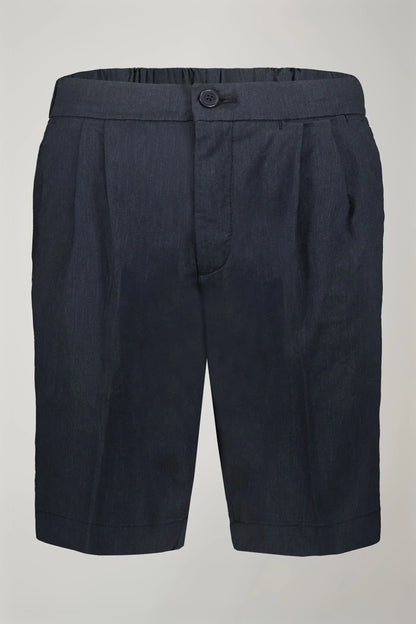 Men's Bermuda with double pinces and laces on waist cotton slub fabric