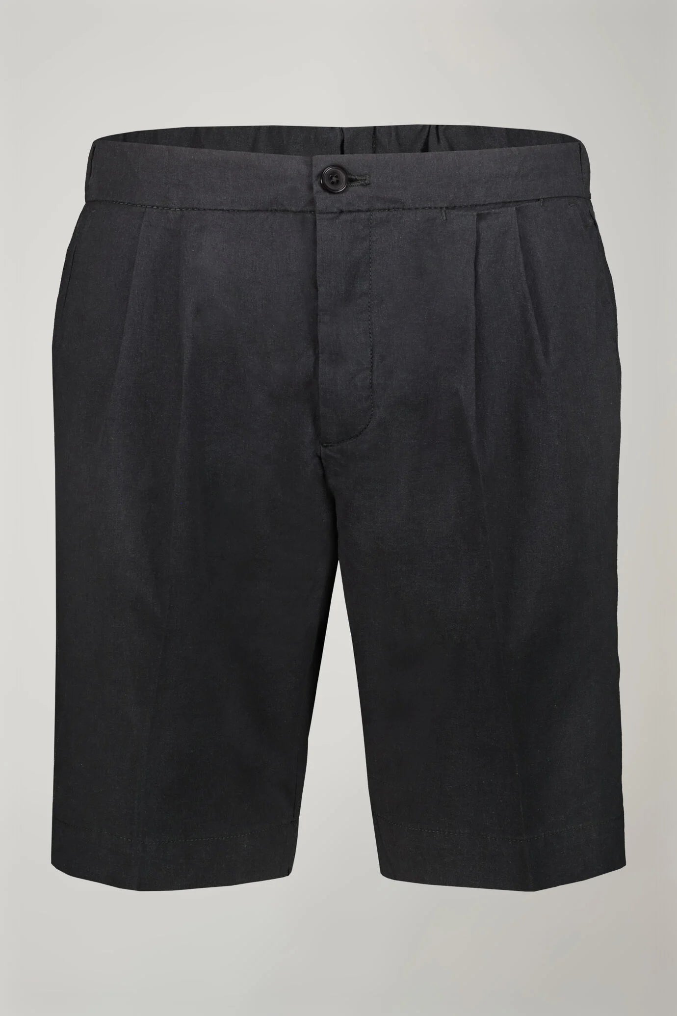 Men's Bermuda with double pinces and laces on waist cotton slub fabric
