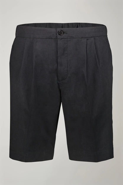 Men's Bermuda with double pinces and laces on waist cotton slub fabric