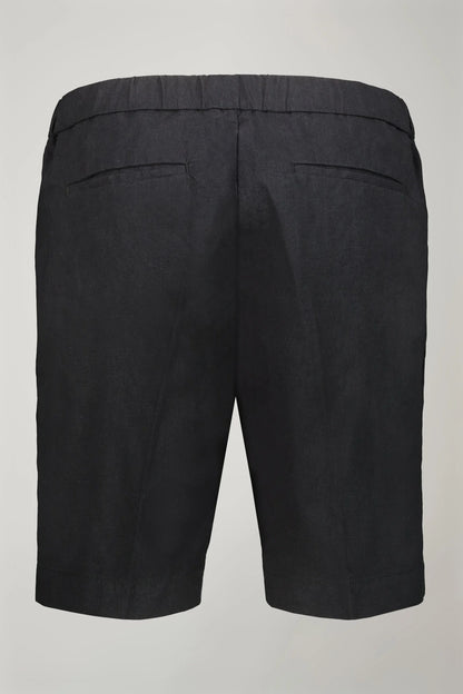 Men's Bermuda with double pinces and laces on waist cotton slub fabric
