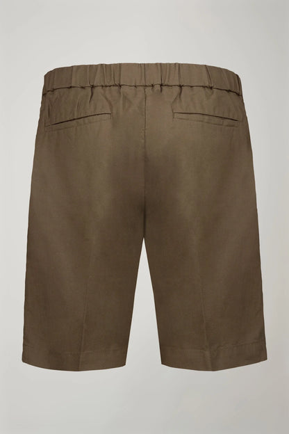 Men's Bermuda shorts with double pinces and laces on waist in linen-blend canvas fabric