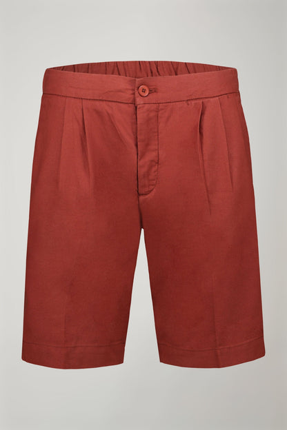 Men's Bermuda shorts with double pinces and laces on waist in linen-blend canvas fabric in Brown by Doppelganger, Italian Sport;Leisure time;Traveller made from Composition: 72% Cotton 28% Linen
Mood: Sport, Leisure time, Traveller
Type: Double Pinces, Laces, Coin Pocket, Spare Buttons, Fabric In Canvas
Season: Spring Summer 24
Gender: Men
Material: Cotton, Linen
Style: New Classic, Basic, Casual