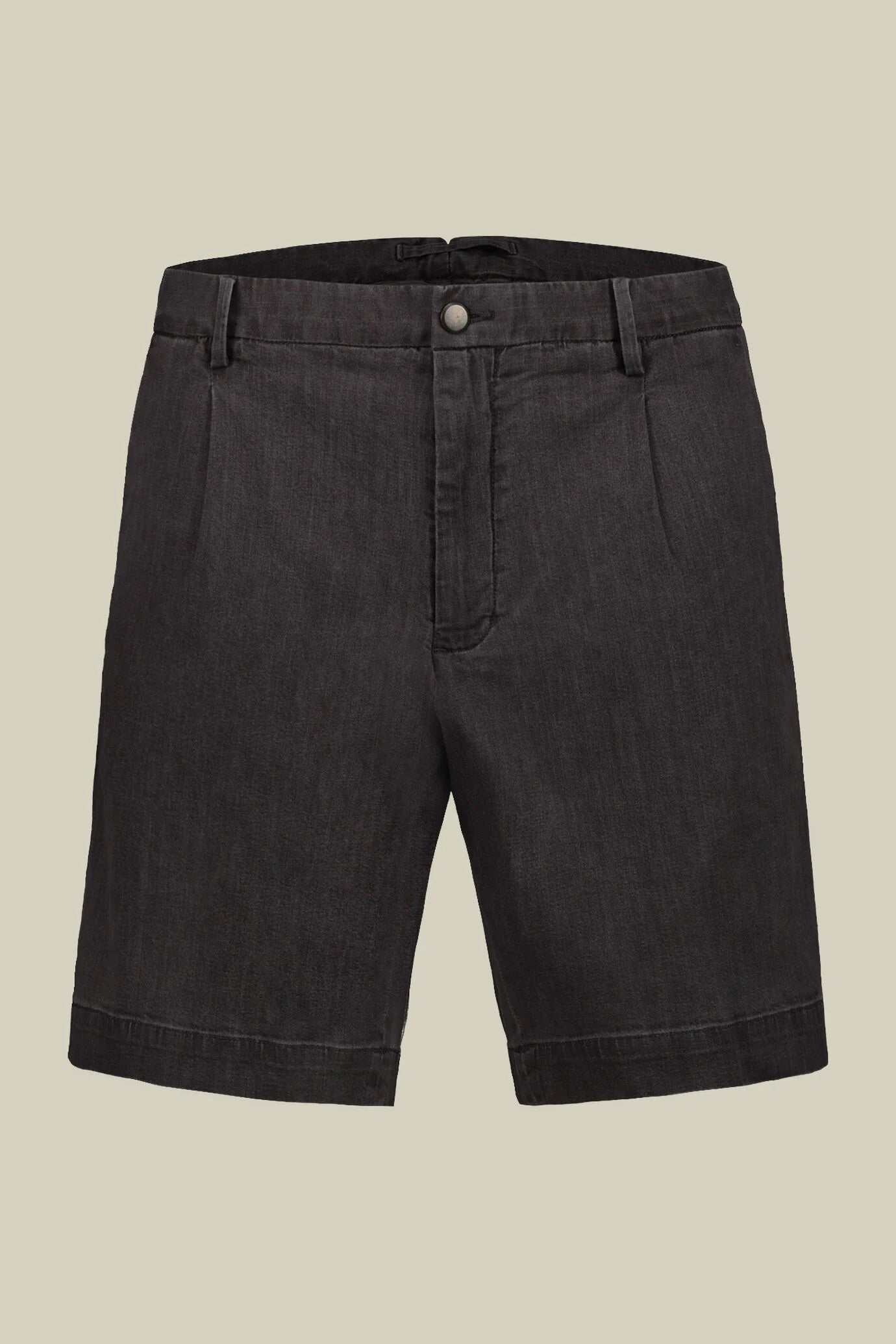 Men's bermuda with a single pince chambray fabric