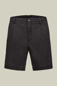 Men's bermuda with a single pince chambray fabric