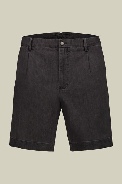 Men's bermuda with a single pince chambray fabric