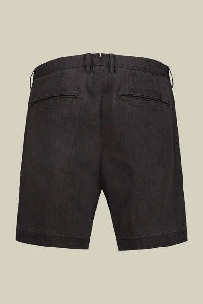 Men's bermuda with a single pince chambray fabric