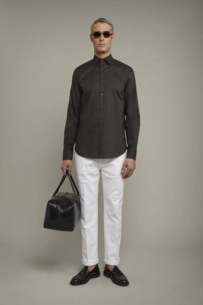 Men's Casual Shirt Classic Collar 100% Cotton Muslin Fabric Solid Color Comfort Fit